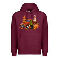Burgundy fall gnome truck Premium Hoodie - CowGirlArtShop