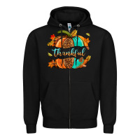 Black pumpkin thankful Zipper Hoodie - NancyCooperArtShop