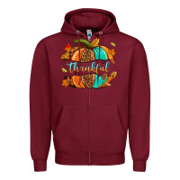 Burgundy pumpkin thankful Zipper Hoodie - NancyCooperArtShop
