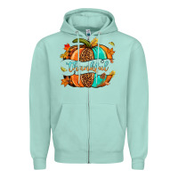 Seafoam pumpkin thankful Zipper Hoodie - NancyCooperArtShop