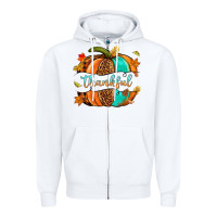 White pumpkin thankful Zipper Hoodie - NancyCooperArtShop