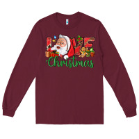 Burgundy Love Christmas With Santa Long Sleeve Tee - BundleAndBundleShop
