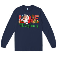 Navy Love Christmas With Santa Long Sleeve Tee - BundleAndBundleShop