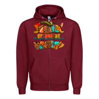 Burgundy optometry thankful grateful blessed pumpkin Zipper Hoodie - NancyCooperArtShop