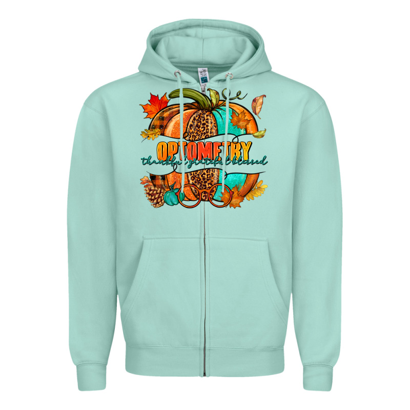 Optometry Thankful Grateful Blessed Pumpkin Zipper Hoodie by NancyCooperArtShop | Teevron