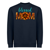 Navy Blessed Mom Heavyweight Sweatshirt - BundleAndBundleShop