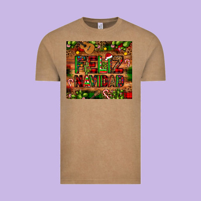 Feliz Navidad Christmas Cactus Leopard Vintage Tee Designed By Jahusdesignshop