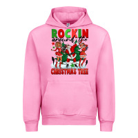Fuchsia Pink Rockin Around The Christmas Tree Urban Hoodie - FaDigitalArtStudio