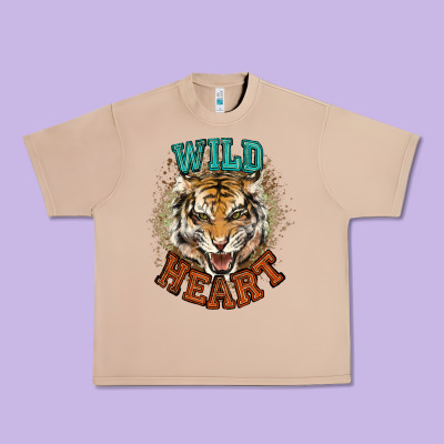 Wild Heart Tiger College Western Urban Heavy Tee Designed By Nancycooperartshop
