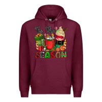 Burgundy tis the season Premium Hoodie - CowGirlArtShop