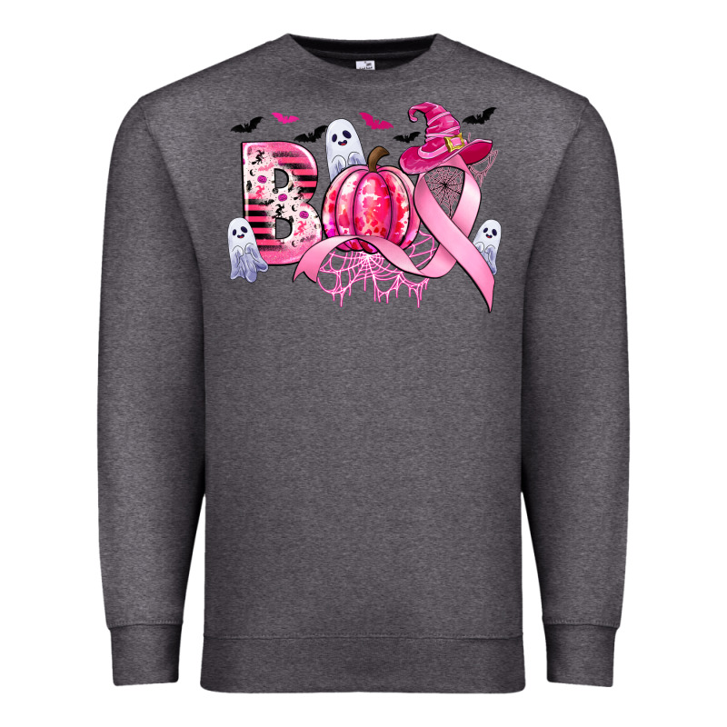 Boo Pink Pumpkin Witch Breast Cancer Premium Sweatshirt by CowGirlArtShop | Teevron