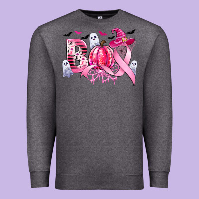 Boo Pink Pumpkin Witch Breast Cancer Premium Sweatshirt Designed By Cowgirlartshop