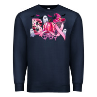Navy boo pink pumpkin witch breast cancer Premium Sweatshirt - CowGirlArtShop