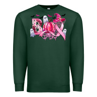 Sports Green boo pink pumpkin witch breast cancer Premium Sweatshirt - CowGirlArtShop