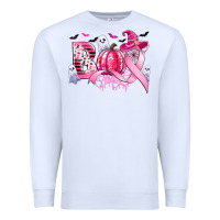 White boo pink pumpkin witch breast cancer Premium Sweatshirt - CowGirlArtShop