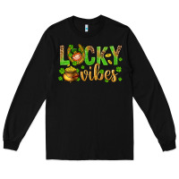 Black St. Patricks day lucky vibes Long Sleeve Tee - BundleAndBundleShop