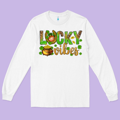 St. Patricks Day Lucky Vibes Long Sleeve Tee Designed By Bundleandbundleshop