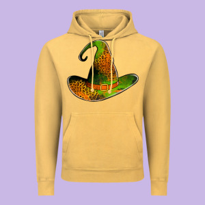 Leopard Witch Hat Vintage Hoodie Designed By Jasminsmagicworld