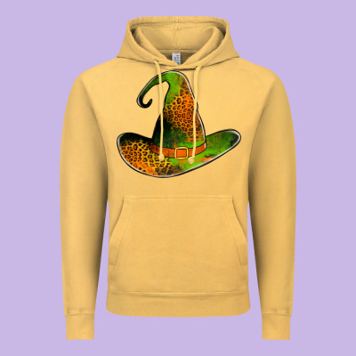 Leopard Witch Hat Vintage Hoodie Designed By Jasminsmagicworld