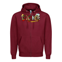 Burgundy Christmas Teacher Zipper Hoodie - NancyCooperArtShop