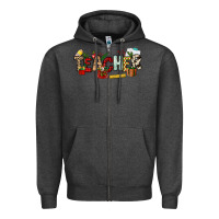 Charcoal Heather Christmas Teacher Zipper Hoodie - NancyCooperArtShop