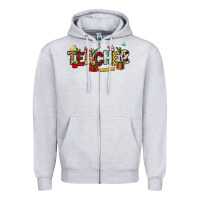 Heather Grey Christmas Teacher Zipper Hoodie - NancyCooperArtShop