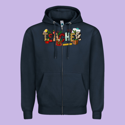 Christmas Teacher Zipper Hoodie Designed By Nancycooperartshop