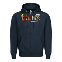 Navy Christmas Teacher Zipper Hoodie - NancyCooperArtShop
