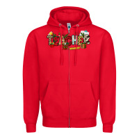 Red Christmas Teacher Zipper Hoodie - NancyCooperArtShop