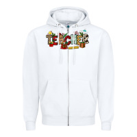 White Christmas Teacher Zipper Hoodie - NancyCooperArtShop