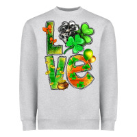 Heather Grey St.Patrick Love With Clover Heavyweight Sweatshirt - BundleAndBundleShop
