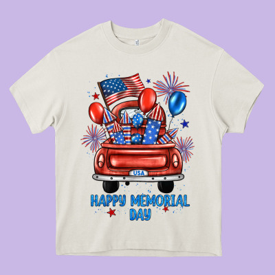Happy Memorial Day Farm Truck Heavy Core Tee Designed By Jahusdesignshop