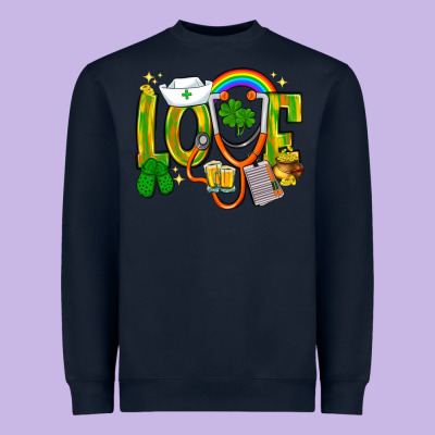 St. Patrick's Love Nurse Heavyweight Sweatshirt Designed By Bundleandbundleshop