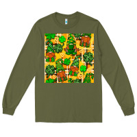Army Green St. Patricks gnomies seamless pattern Long Sleeve Tee - BundleAndBundleShop