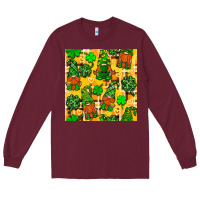 Burgundy St. Patricks gnomies seamless pattern Long Sleeve Tee - BundleAndBundleShop