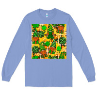 Colony Blue St. Patricks gnomies seamless pattern Long Sleeve Tee - BundleAndBundleShop