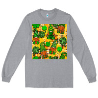 Heather Grey St. Patricks gnomies seamless pattern Long Sleeve Tee - BundleAndBundleShop