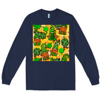 Navy St. Patricks gnomies seamless pattern Long Sleeve Tee - BundleAndBundleShop