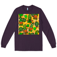 Plum St. Patricks gnomies seamless pattern Long Sleeve Tee - BundleAndBundleShop