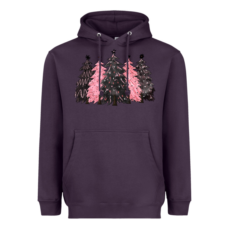 Pink Christmas Trees Heavyweight Hoodie by CowGirlArtShop | Teevron