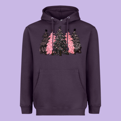 Pink Christmas Trees Heavyweight Hoodie Designed By Cowgirlartshop