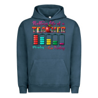 Pigment Midnight Navy battery life of a teacher Urban Hoodie - BundleAndBundleShop