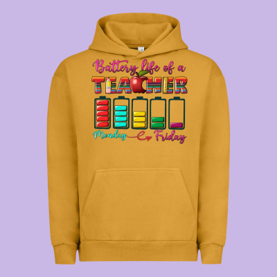 Battery Life Of A Teacher Urban Hoodie Designed By Bundleandbundleshop