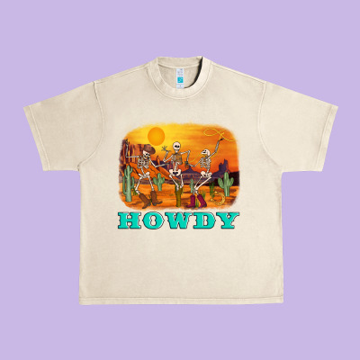 Western Skeleton Urban Heavy Tee Designed By Adodesignshop
