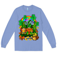 Colony Blue st. patricks gnomes truck with rainbow Long Sleeve Tee - BundleAndBundleShop