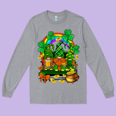 St. Patricks Gnomes Truck With Rainbow Long Sleeve Tee Designed By Bundleandbundleshop