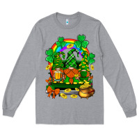 Heather Grey st. patricks gnomes truck with rainbow Long Sleeve Tee - BundleAndBundleShop