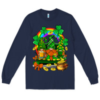 Navy st. patricks gnomes truck with rainbow Long Sleeve Tee - BundleAndBundleShop