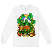White st. patricks gnomes truck with rainbow Long Sleeve Tee - BundleAndBundleShop