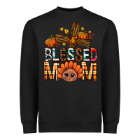 Black Western Blessed Mom With Cross Heavyweight Sweatshirt - BundleAndBundleShop
